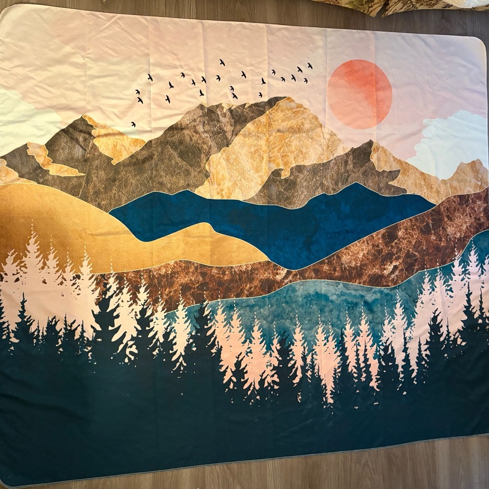 Mountain Landscape Tapestry Blanket